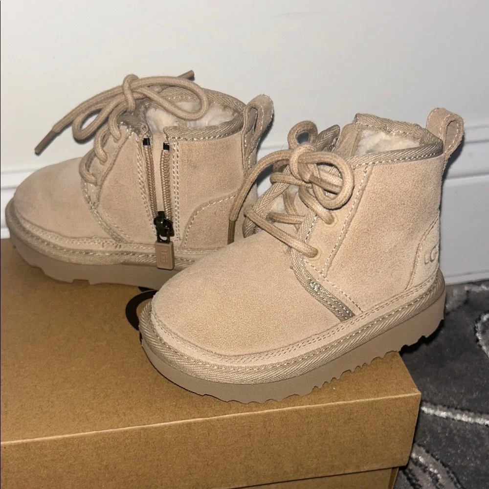 Kids UGG Tan Suede Winter Lace-Up Boots
